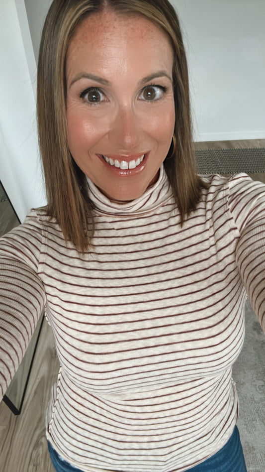 The Varley Striped Turtle Neck