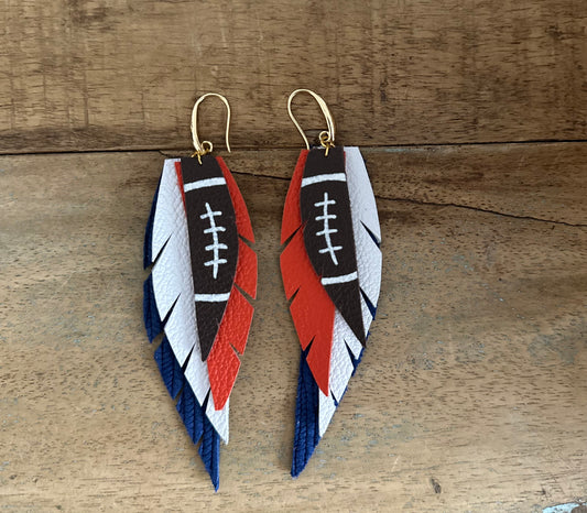 Football Feather Earrings