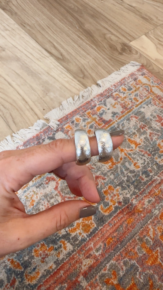 The Silver Textured Hoop Earrings