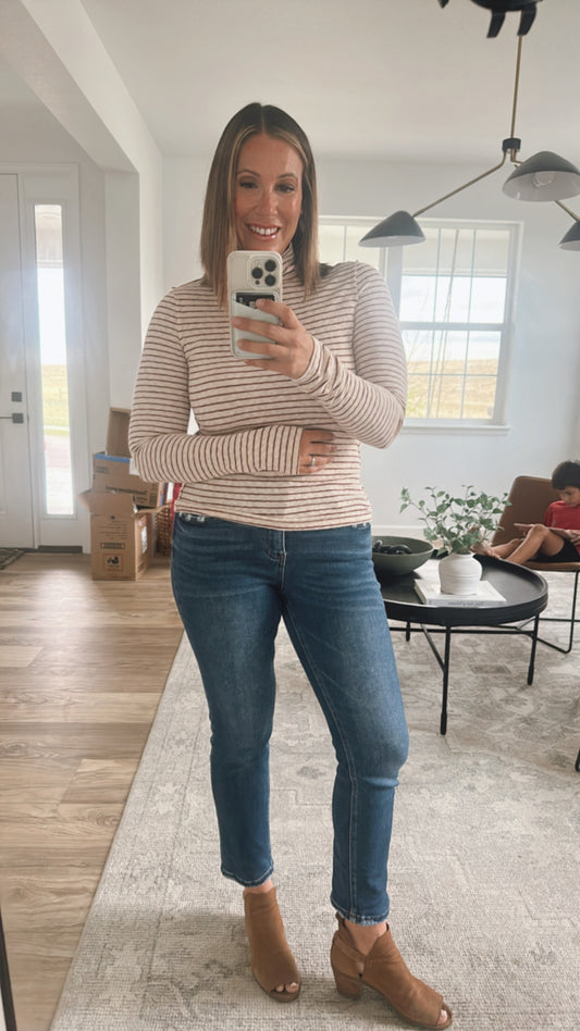 The Varley Striped Turtle Neck