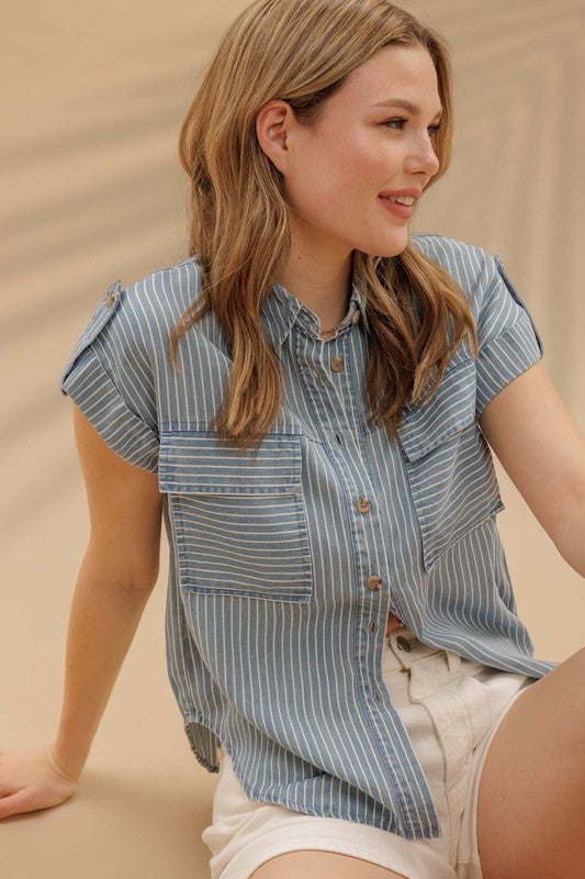 The Striped Chambray Top