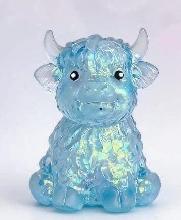 Highland Cow Blue Sparkle Squishy