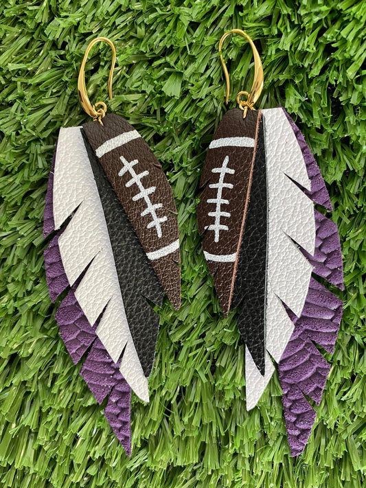 Football Feather Earrings