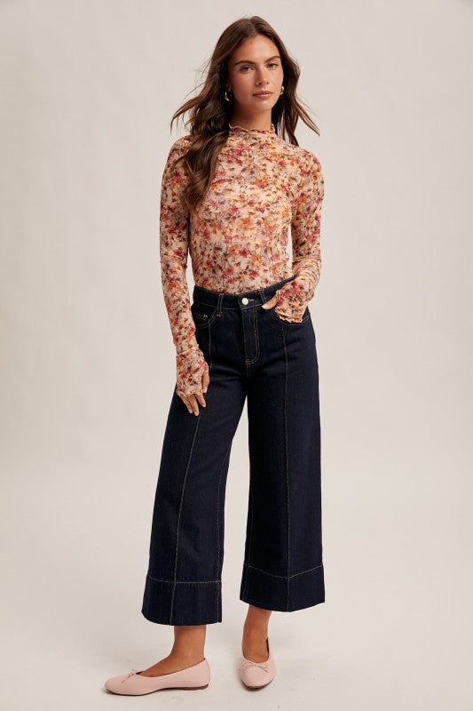 The Vivi Floral  Mesh Top