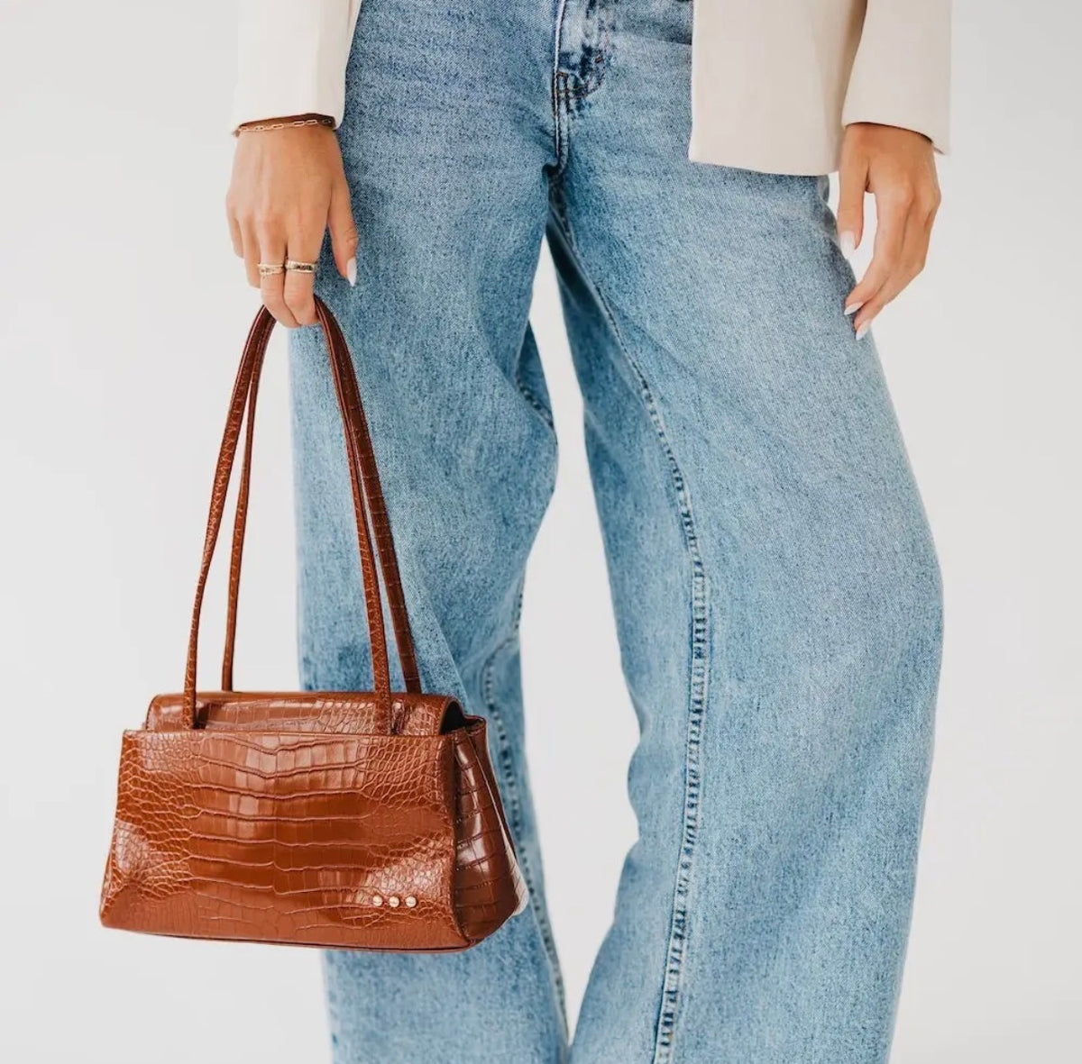 The Hollis Croc Embrossed Shoulder Bag
