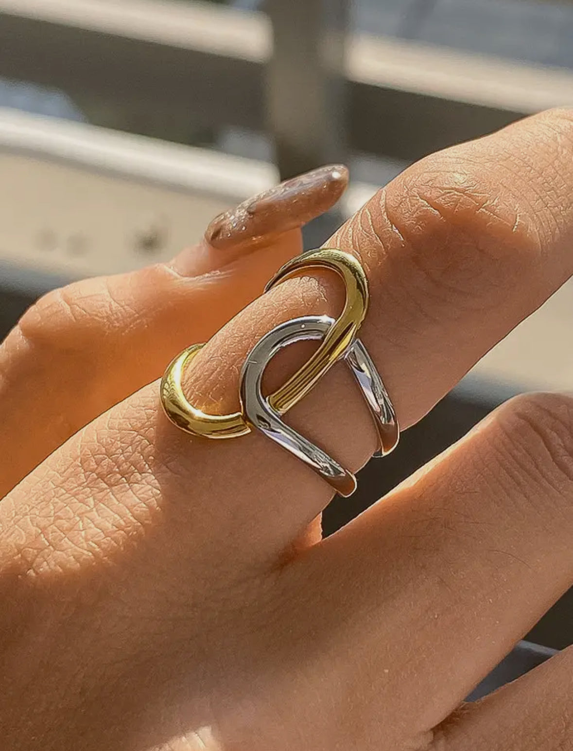 The Non- Tarnish Two Tone Abstract Ring